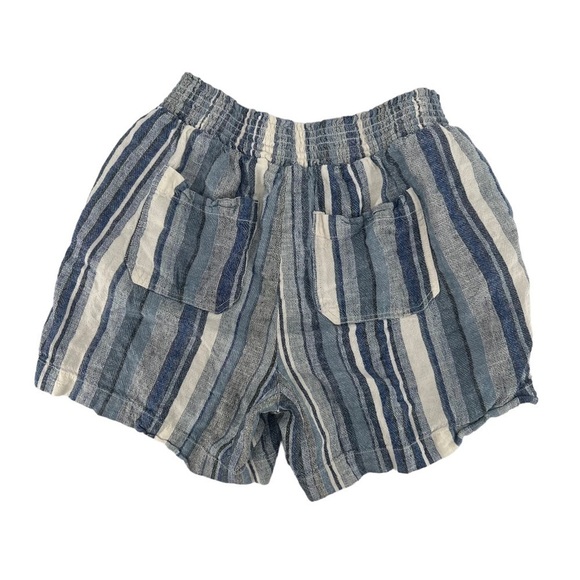 Briggs Blue Striped Paper Bag Linen Shorts Size Medium Women’s - Picture 3 of 5